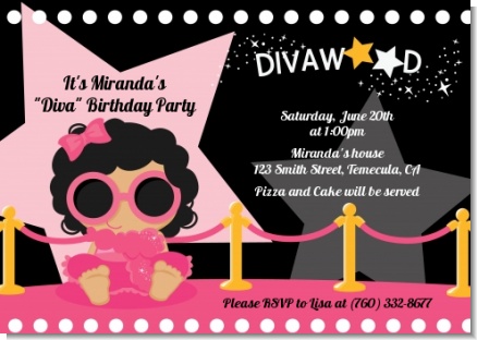 Hollywood Diva on the Pink Carpet - Birthday Party Invitations