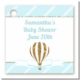 Hot Air Balloon Boy Gold Glitter - Personalized Baby Shower Card Stock Favor Tags