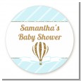 Hot Air Balloon Boy Gold Glitter - Round Personalized Baby Shower Sticker Labels thumbnail