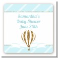 Hot Air Balloon Boy Gold Glitter - Square Personalized Baby Shower Sticker Labels thumbnail