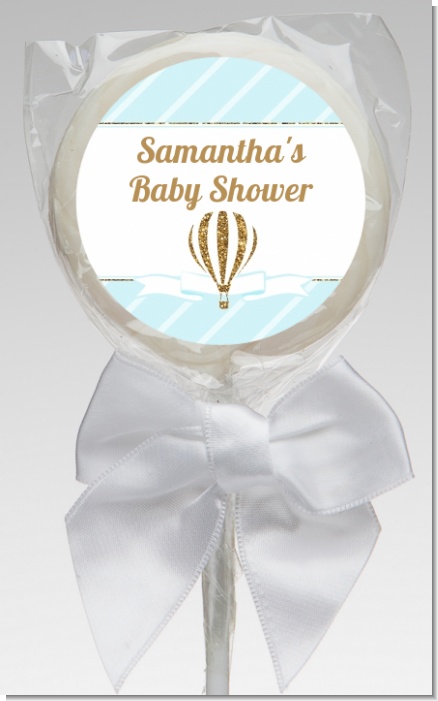 Hot Air Balloon Boy Gold Glitter - Personalized Baby Shower Lollipop Favors