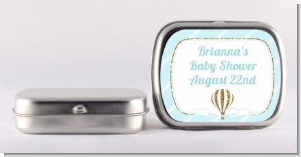 Hot Air Balloon Boy Gold Glitter - Personalized Baby Shower Mint Tins