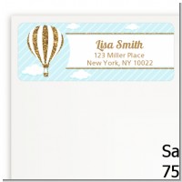 Hot Air Balloon Boy Gold Glitter - Baby Shower Return Address Labels