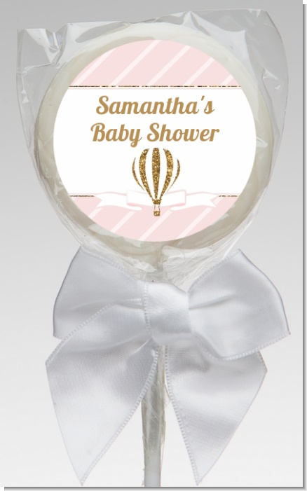 Hot Air Balloon Gold Glitter - Personalized Baby Shower Lollipop Favors