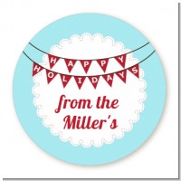 Hot Air Balloons - Round Personalized Christmas Sticker Labels