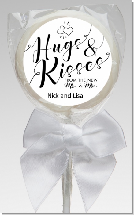 Hugs & Kisses From Mr & Mrs - Personalized Bridal Shower Lollipop Favors
