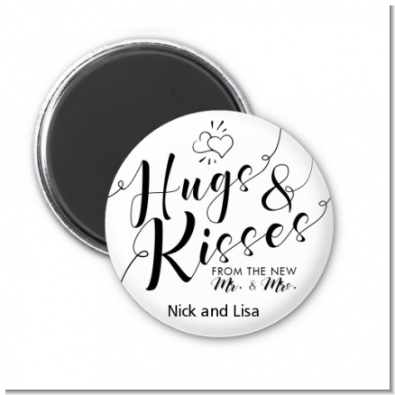 Hugs & Kisses From Mr & Mrs - Personalized Bridal Shower Magnet Favors