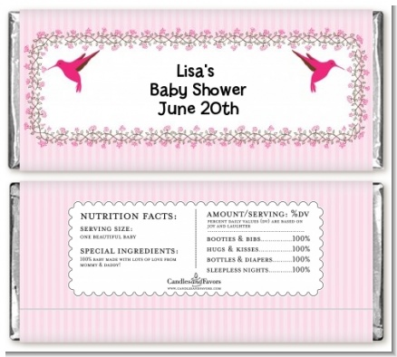 Hummingbird - Personalized Baby Shower Candy Bar Wrappers