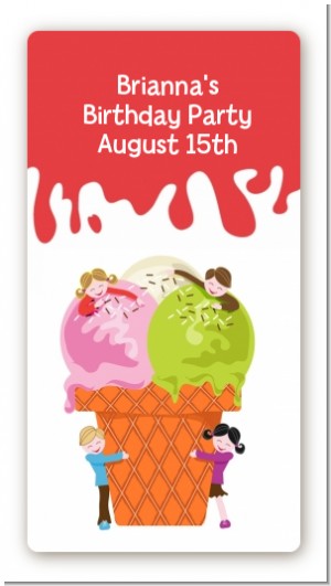Ice Cream - Custom Rectangle Birthday Party Sticker/Labels