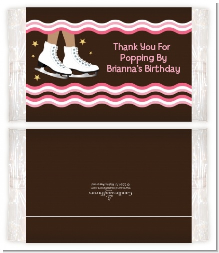 Ice Skating African American - Personalized Popcorn Wrapper Birthday Party Favors