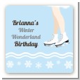 Ice Skating with Snowflakes - Square Personalized Birthday Party Sticker Labels thumbnail