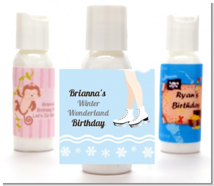 Ice Skating with Snowflakes - Personalized Birthday Party Lotion Favors