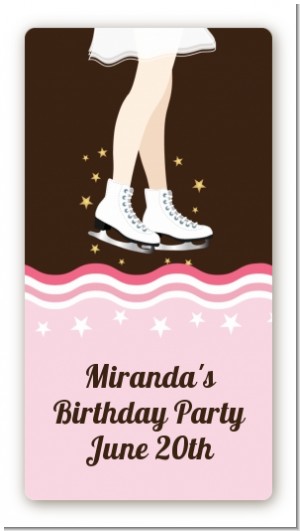 Ice Skating - Custom Rectangle Birthday Party Sticker/Labels