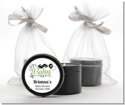 It's A Baby - Baby Shower Black Candle Tin Favors