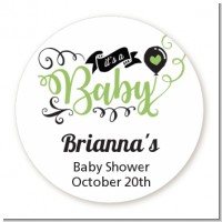 It's A Baby - Round Personalized Baby Shower Sticker Labels