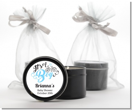 It's A Boy - Baby Shower Black Candle Tin Favors