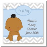 It's A Boy Chevron African American - Personalized Baby Shower Card Stock Favor Tags