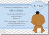 It's A Boy Chevron African American - Baby Shower Invitations