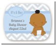 It's A Boy Chevron African American - Personalized Baby Shower Rounded Corner Stickers thumbnail
