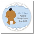 It's A Boy Chevron African American - Round Personalized Baby Shower Sticker Labels thumbnail