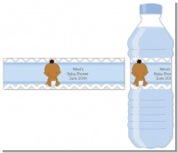 It's A Boy Chevron African American - Personalized Baby Shower Water Bottle Labels