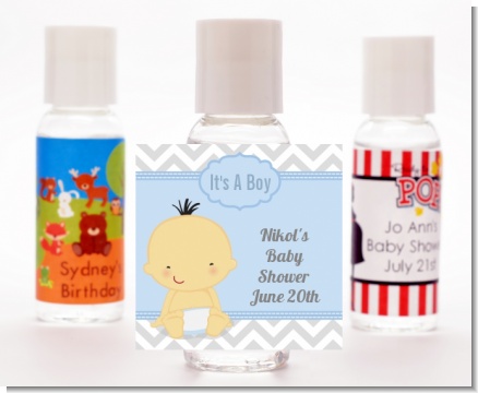It's A Boy Chevron Asian - Personalized Baby Shower Hand Sanitizers Favors