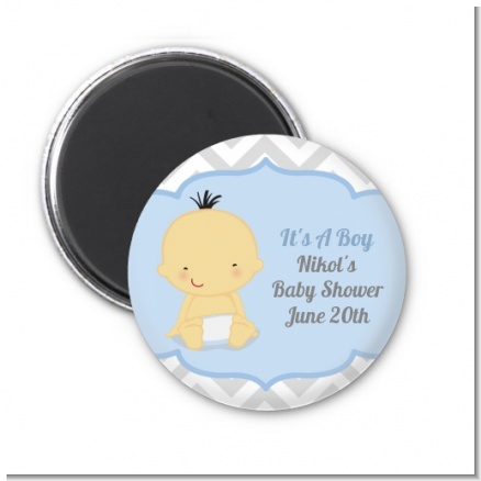 It's A Boy Chevron Asian - Personalized Baby Shower Magnet Favors