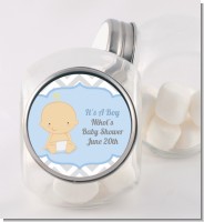 It's A Boy Chevron - Personalized Baby Shower Candy Jar