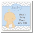 It's A Boy Chevron - Square Personalized Baby Shower Sticker Labels thumbnail