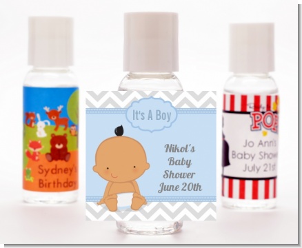 It's A Boy Chevron Hispanic - Personalized Baby Shower Hand Sanitizers Favors