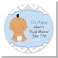 It's A Boy Chevron Hispanic - Round Personalized Baby Shower Sticker Labels thumbnail