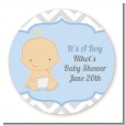It's A Boy Chevron - Round Personalized Baby Shower Sticker Labels thumbnail