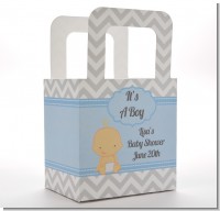 It's A Boy Chevron - Personalized Baby Shower Favor Boxes