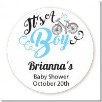 It's A Boy - Round Personalized Baby Shower Sticker Labels