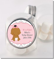 It's A Girl Chevron African American - Personalized Baby Shower Candy Jar