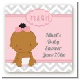It's A Girl Chevron African American - Square Personalized Baby Shower Sticker Labels thumbnail