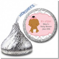 It's A Girl Chevron African American - Hershey Kiss Baby Shower Sticker Labels