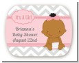 It's A Girl Chevron African American - Personalized Baby Shower Rounded Corner Stickers thumbnail
