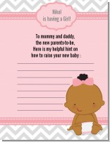 It's A Girl Chevron African American - Baby Shower Notes of Advice