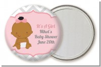 It's A Girl Chevron African American - Personalized Baby Shower Pocket Mirror Favors