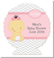 It's A Girl Chevron Asian - Personalized Baby Shower Centerpiece Stand