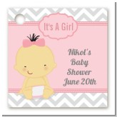 It's A Girl Chevron Asian - Personalized Baby Shower Card Stock Favor Tags