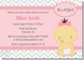 It's A Girl Chevron Asian - Baby Shower Invitations