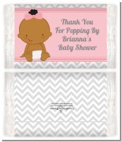 It's A Girl Chevron African American - Personalized Popcorn Wrapper Baby Shower Favors