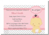 It's A Girl Chevron Asian - Baby Shower Petite Invitations