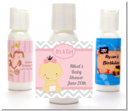 It's A Girl Chevron Asian - Personalized Baby Shower Lotion Favors