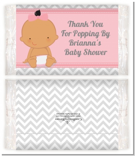 It's A Girl Chevron Hispanic - Personalized Popcorn Wrapper Baby Shower Favors