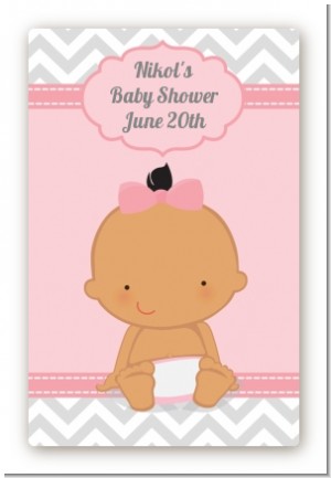 It's A Girl Chevron Hispanic - Custom Large Rectangle Baby Shower Sticker/Labels