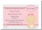 It's A Girl Chevron - Baby Shower Petite Invitations