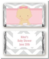 It's A Girl Chevron - Personalized Baby Shower Mini Candy Bar Wrappers